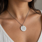 Personalised necklace worn on neck